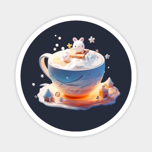 Cappuccino with cream and white bunnies Magnet